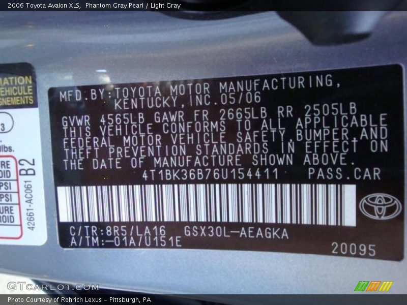 Phantom Gray Pearl / Light Gray 2006 Toyota Avalon XLS