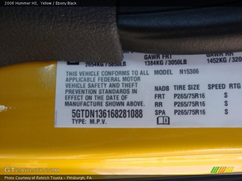 Yellow / Ebony Black 2006 Hummer H3