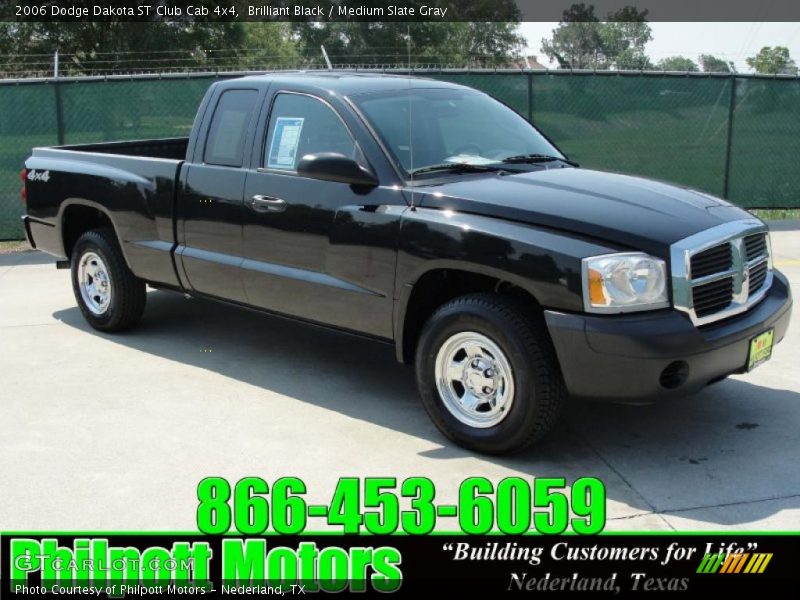 Brilliant Black / Medium Slate Gray 2006 Dodge Dakota ST Club Cab 4x4