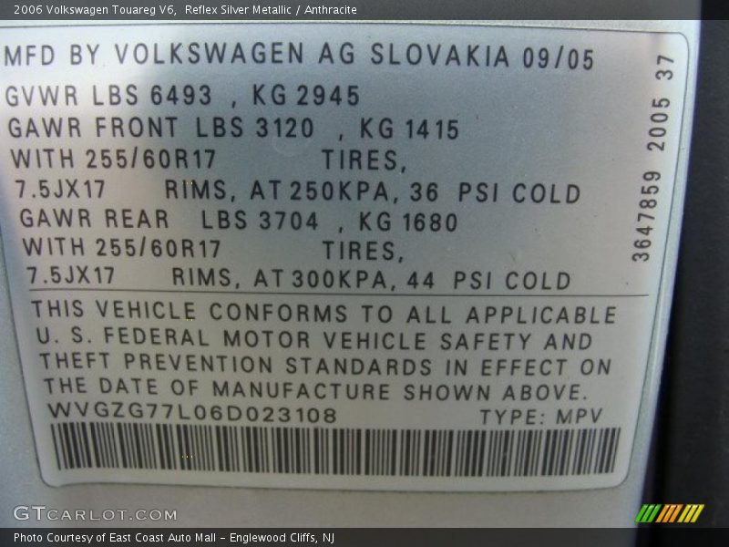 Reflex Silver Metallic / Anthracite 2006 Volkswagen Touareg V6