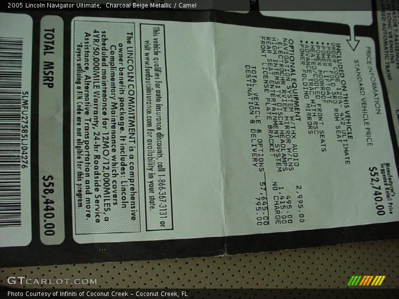 Charcoal Beige Metallic / Camel 2005 Lincoln Navigator Ultimate
