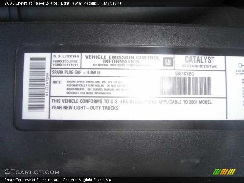 Light Pewter Metallic / Tan/Neutral 2001 Chevrolet Tahoe LS 4x4