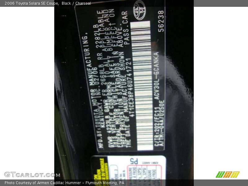 Black / Charcoal 2006 Toyota Solara SE Coupe