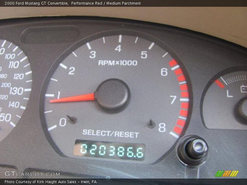 Performance Red / Medium Parchment 2000 Ford Mustang GT Convertible