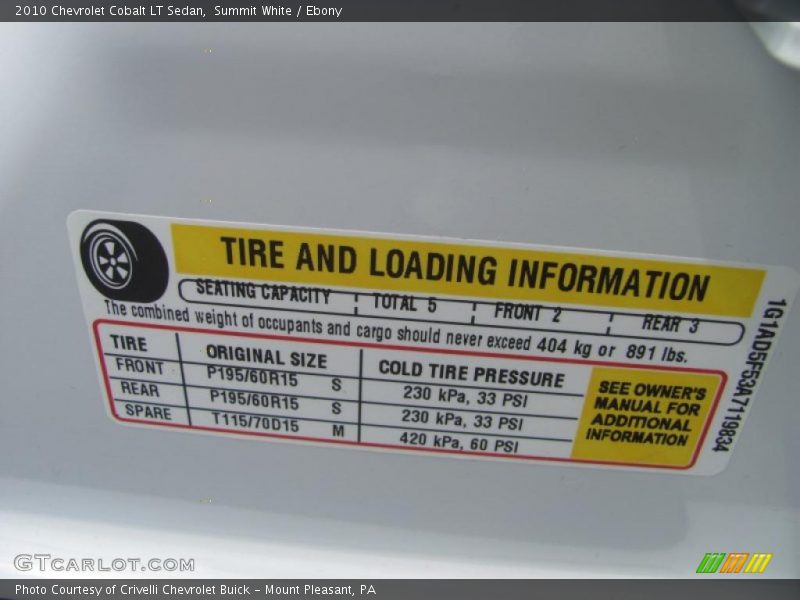 Summit White / Ebony 2010 Chevrolet Cobalt LT Sedan