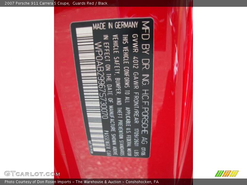 Guards Red / Black 2007 Porsche 911 Carrera S Coupe