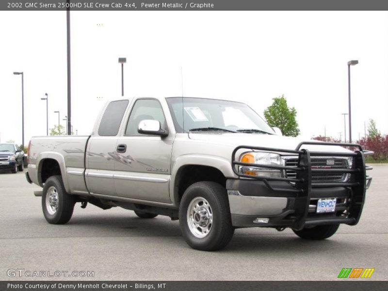 Pewter Metallic / Graphite 2002 GMC Sierra 2500HD SLE Crew Cab 4x4