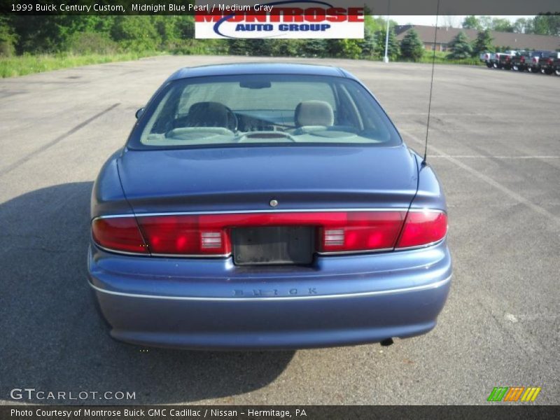 Midnight Blue Pearl / Medium Gray 1999 Buick Century Custom