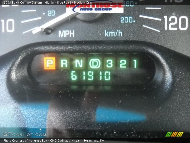 Midnight Blue Pearl / Medium Gray 1999 Buick Century Custom