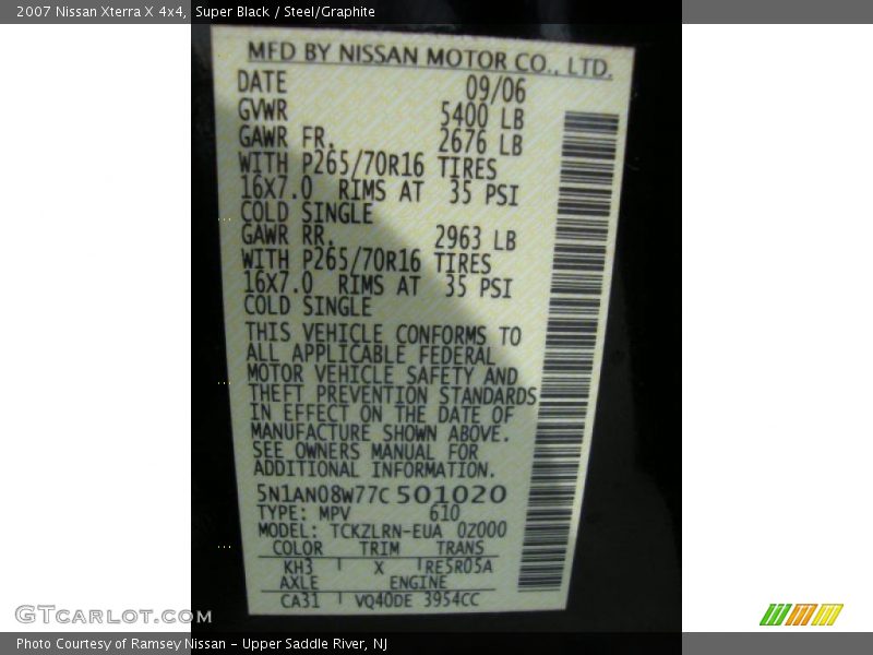 Super Black / Steel/Graphite 2007 Nissan Xterra X 4x4