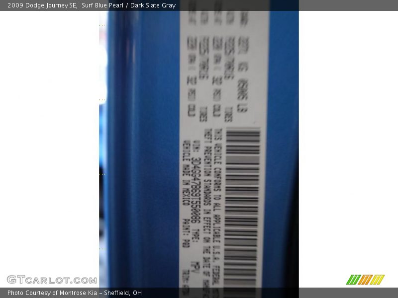 Surf Blue Pearl / Dark Slate Gray 2009 Dodge Journey SE