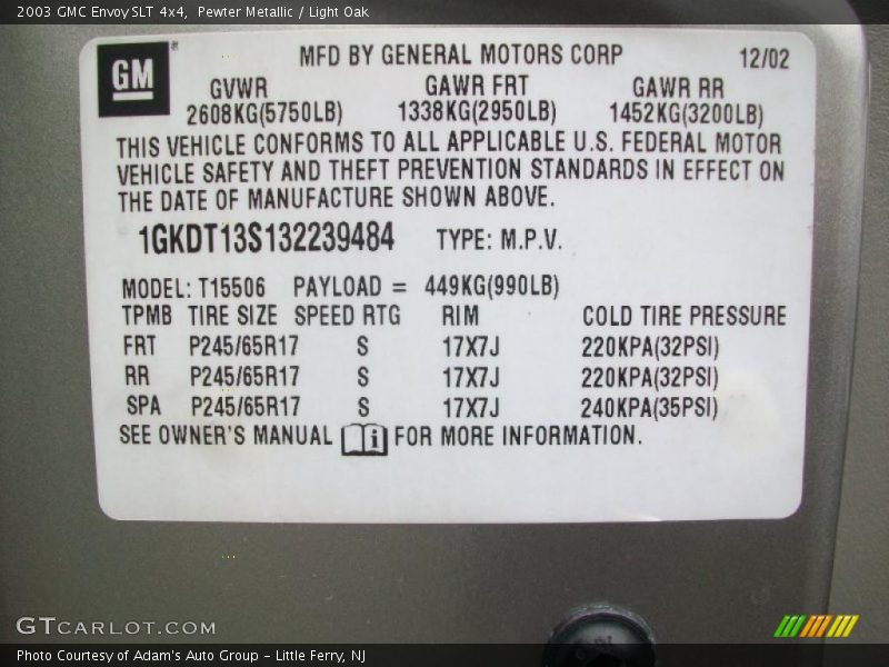 Pewter Metallic / Light Oak 2003 GMC Envoy SLT 4x4