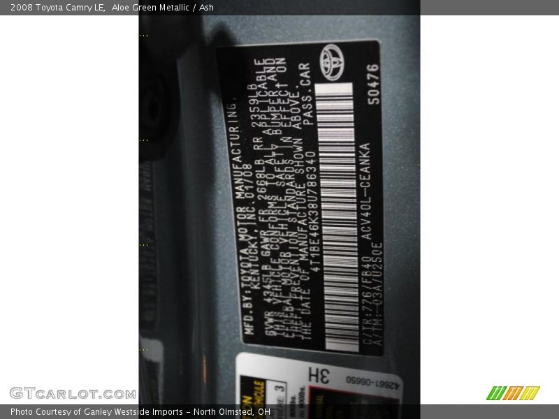 Aloe Green Metallic / Ash 2008 Toyota Camry LE