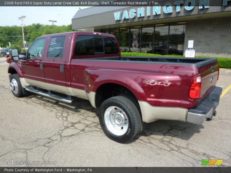 Dark Toreador Red Metallic / Tan 2008 Ford F450 Super Duty Lariat Crew Cab 4x4 Dually