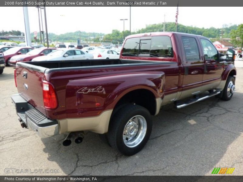 Dark Toreador Red Metallic / Tan 2008 Ford F450 Super Duty Lariat Crew Cab 4x4 Dually