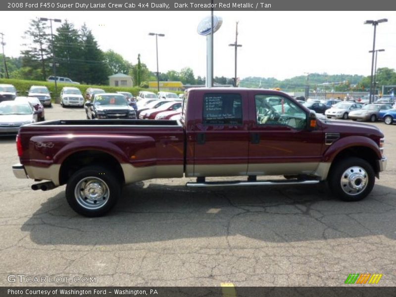 Dark Toreador Red Metallic / Tan 2008 Ford F450 Super Duty Lariat Crew Cab 4x4 Dually