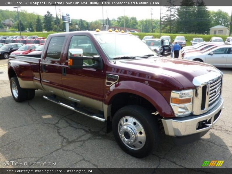 Dark Toreador Red Metallic / Tan 2008 Ford F450 Super Duty Lariat Crew Cab 4x4 Dually
