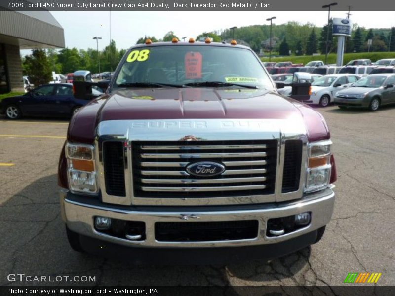 Dark Toreador Red Metallic / Tan 2008 Ford F450 Super Duty Lariat Crew Cab 4x4 Dually