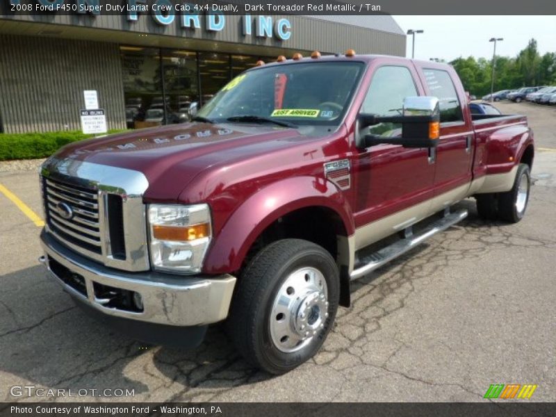 Dark Toreador Red Metallic / Tan 2008 Ford F450 Super Duty Lariat Crew Cab 4x4 Dually