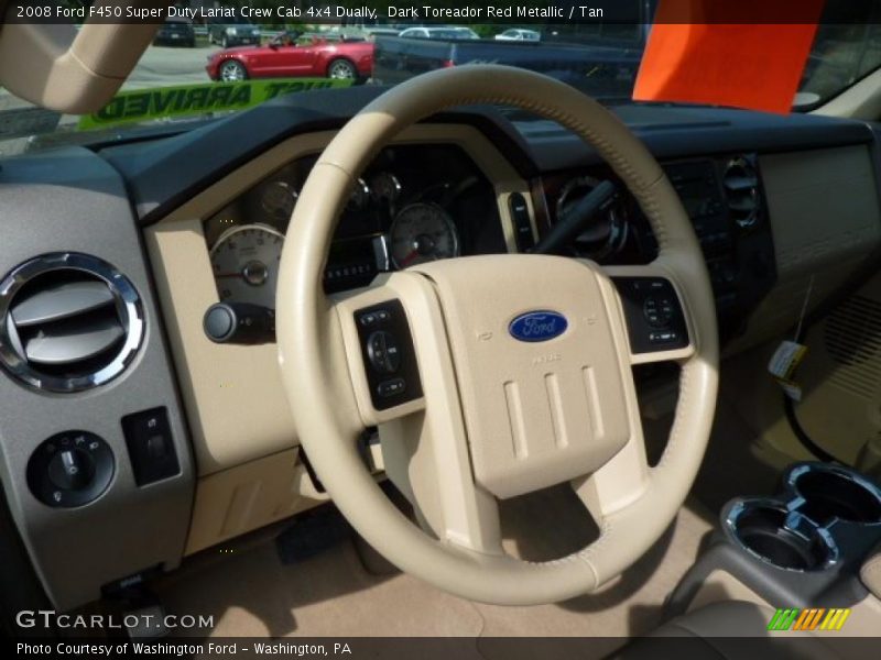 Dark Toreador Red Metallic / Tan 2008 Ford F450 Super Duty Lariat Crew Cab 4x4 Dually