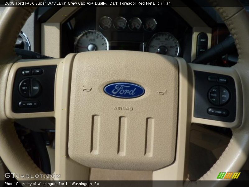 Dark Toreador Red Metallic / Tan 2008 Ford F450 Super Duty Lariat Crew Cab 4x4 Dually