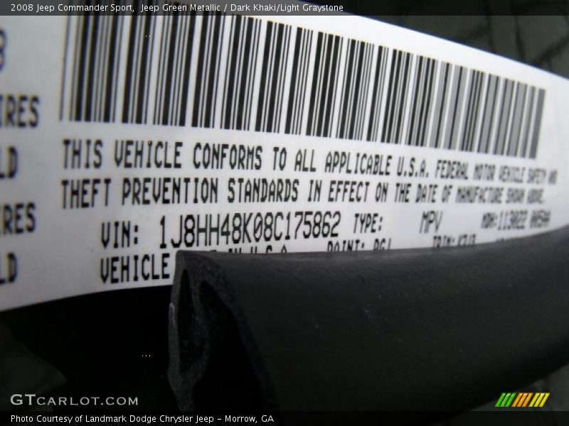 Jeep Green Metallic / Dark Khaki/Light Graystone 2008 Jeep Commander Sport