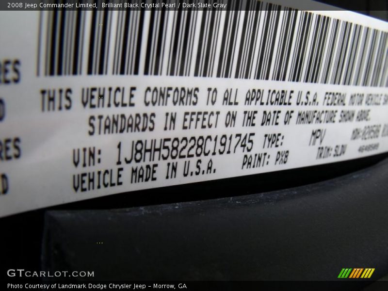 Brilliant Black Crystal Pearl / Dark Slate Gray 2008 Jeep Commander Limited