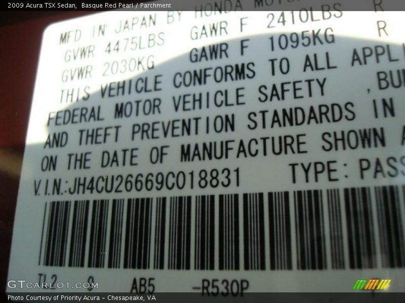 Basque Red Pearl / Parchment 2009 Acura TSX Sedan