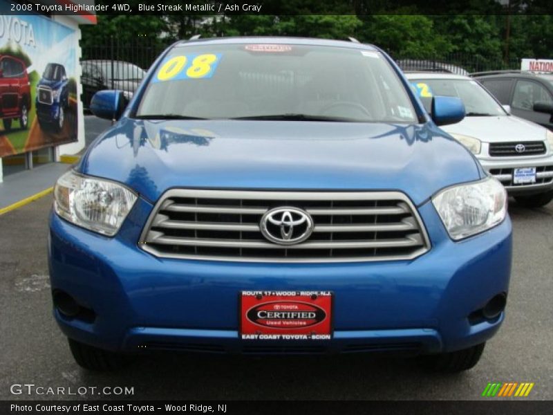 Blue Streak Metallic / Ash Gray 2008 Toyota Highlander 4WD