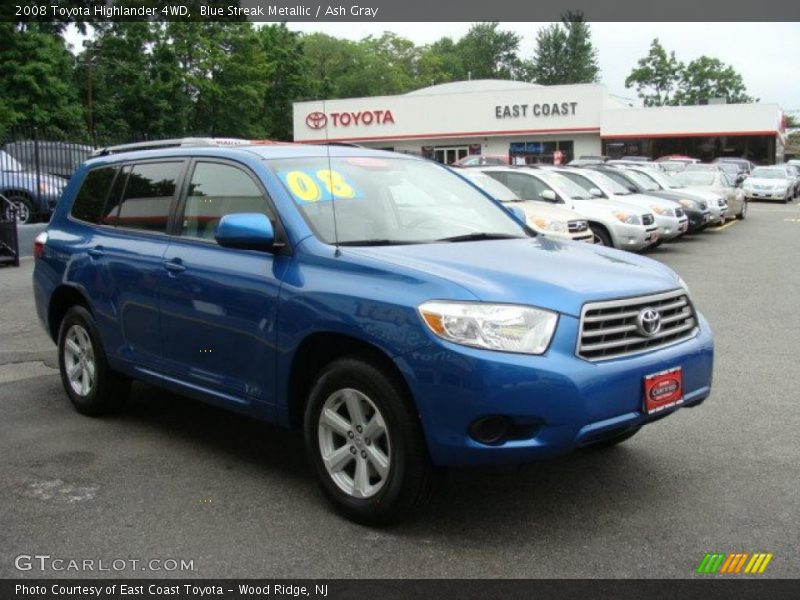 Blue Streak Metallic / Ash Gray 2008 Toyota Highlander 4WD