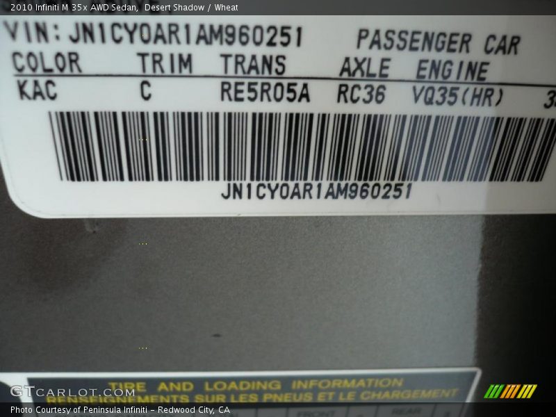 Desert Shadow / Wheat 2010 Infiniti M 35x AWD Sedan