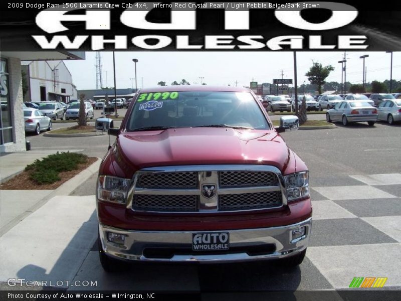 Inferno Red Crystal Pearl / Light Pebble Beige/Bark Brown 2009 Dodge Ram 1500 Laramie Crew Cab 4x4