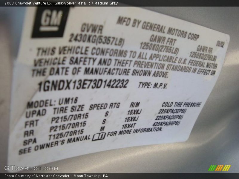 Galaxy Silver Metallic / Medium Gray 2003 Chevrolet Venture LS