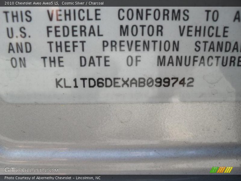 Cosmic Silver / Charcoal 2010 Chevrolet Aveo Aveo5 LS