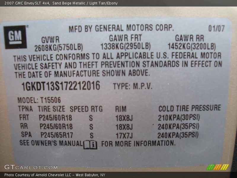Sand Beige Metallic / Light Tan/Ebony 2007 GMC Envoy SLT 4x4