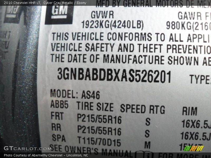 Cyber Gray Metallic / Ebony 2010 Chevrolet HHR LT