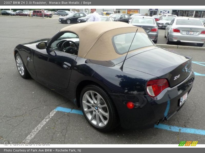 Monaco Blue Metallic / Beige 2007 BMW Z4 3.0i Roadster