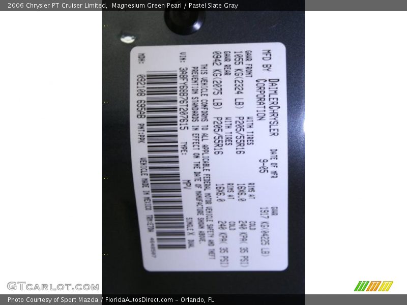 Magnesium Green Pearl / Pastel Slate Gray 2006 Chrysler PT Cruiser Limited