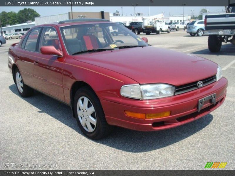 Red Pearl / Beige 1993 Toyota Camry LE V6 Sedan