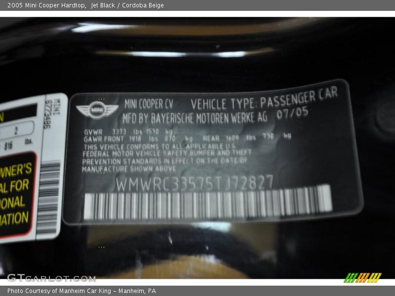 Jet Black / Cordoba Beige 2005 Mini Cooper Hardtop