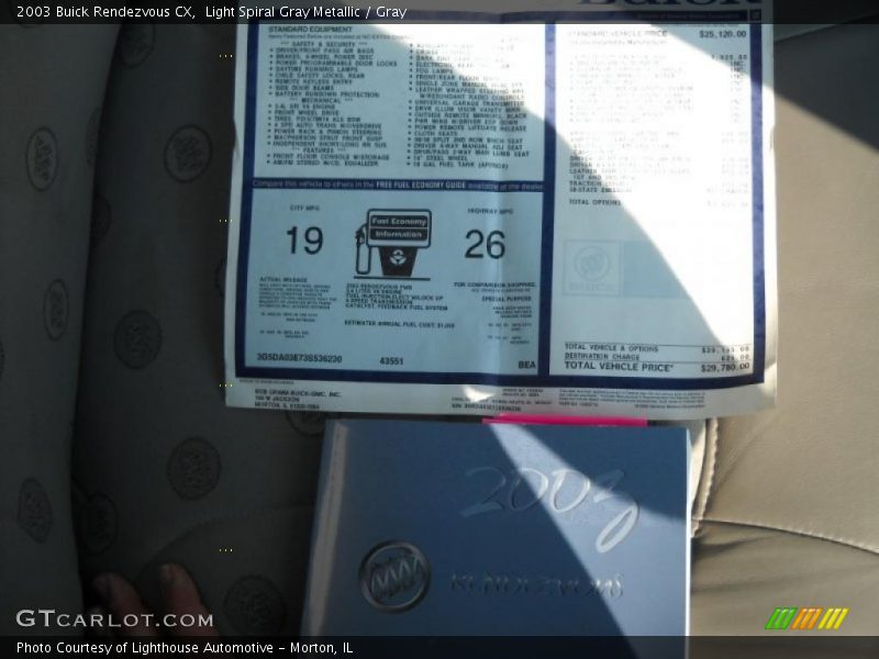 Light Spiral Gray Metallic / Gray 2003 Buick Rendezvous CX