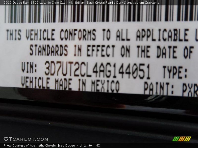 Brilliant Black Crystal Pearl / Dark Slate/Medium Graystone 2010 Dodge Ram 2500 Laramie Crew Cab 4x4
