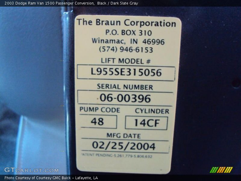 Black / Dark Slate Gray 2003 Dodge Ram Van 1500 Passenger Conversion