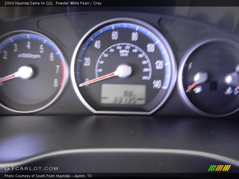 Powder White Pearl / Gray 2009 Hyundai Santa Fe GLS