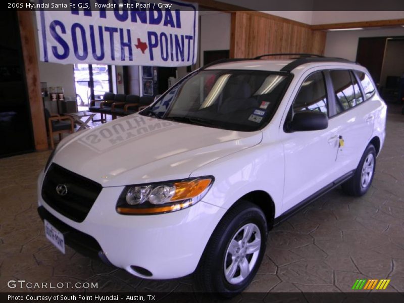 Powder White Pearl / Gray 2009 Hyundai Santa Fe GLS