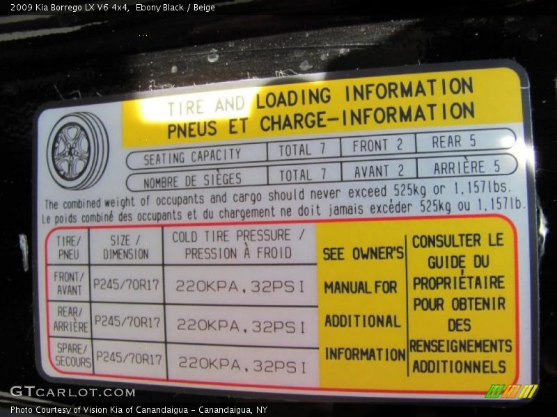 Ebony Black / Beige 2009 Kia Borrego LX V6 4x4