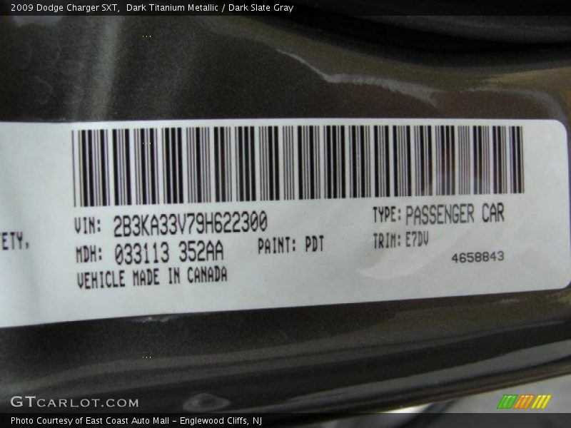 Dark Titanium Metallic / Dark Slate Gray 2009 Dodge Charger SXT