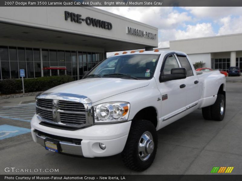 Bright White / Medium Slate Gray 2007 Dodge Ram 3500 Laramie Quad Cab 4x4 Dually