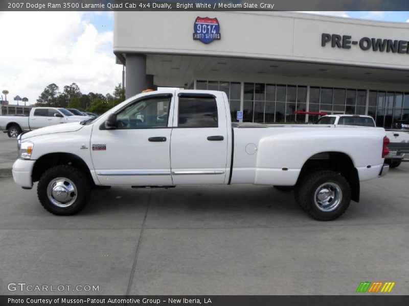 Bright White / Medium Slate Gray 2007 Dodge Ram 3500 Laramie Quad Cab 4x4 Dually