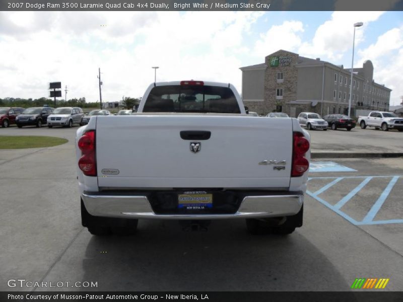 Bright White / Medium Slate Gray 2007 Dodge Ram 3500 Laramie Quad Cab 4x4 Dually